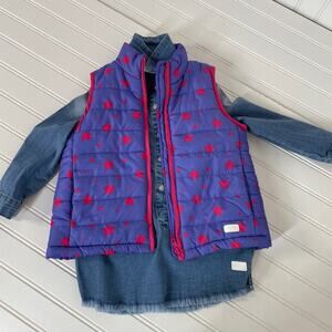 7 For all Mankind & Lee Girls Zip Up Vest & Denim Blouse SET OF 2 Size 3T